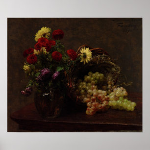 Fantin-Latour - Blommor och druvor Poster
