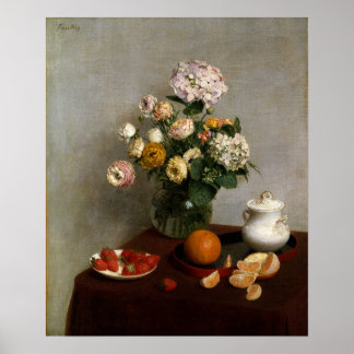 Fantin-Latour - Blommor och frukt Poster