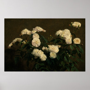 Fantin-Latour - fortfarande Vit ros liv Poster