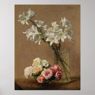 Fantin-Latour - Rosor Och Liljor Poster