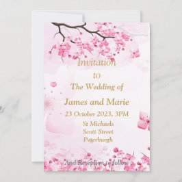 Fantisk bröllopsinbjudan, rosa blomning inbjudningar