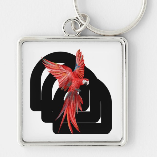 Fantsy Fyrkantig Silverfärgad Nyckelring (Framsidan)