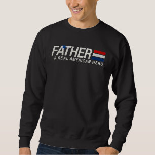 Far A Real American Hero Lycklig Fars dag Pap Lång Ärmad Tröja