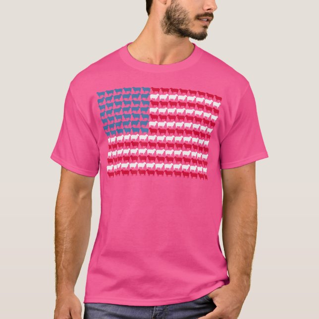 Får amerikansk Flagga Får 4:e juli T Shirt (Framsida)