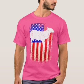 Får amerikansk Flagga Patriotic 4 juli T Shirt