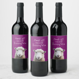 Får Ansikte Stickning Vin Sägande Anpassad Etikett