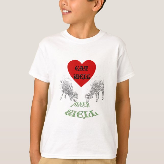 Får: "Ät bra till viloläge" Tee Shirt (Framsida)