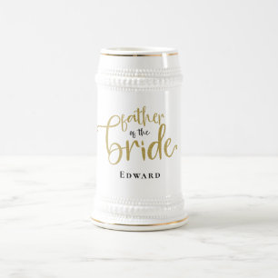 Far av Bride Gift Namn Black Guld Typografi Sejdel