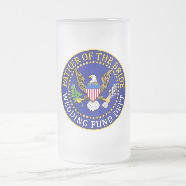 Far av bruden frostat ölglas (Center)