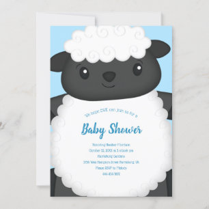 Får Baby Shower Farm Blue Boy Inbjudningar