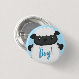 Får Baby Shower Farm Blue Boy Knapp