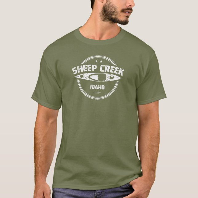 Får Bäck Vild och floden Idaho Kayaking T Shirt (Framsida)