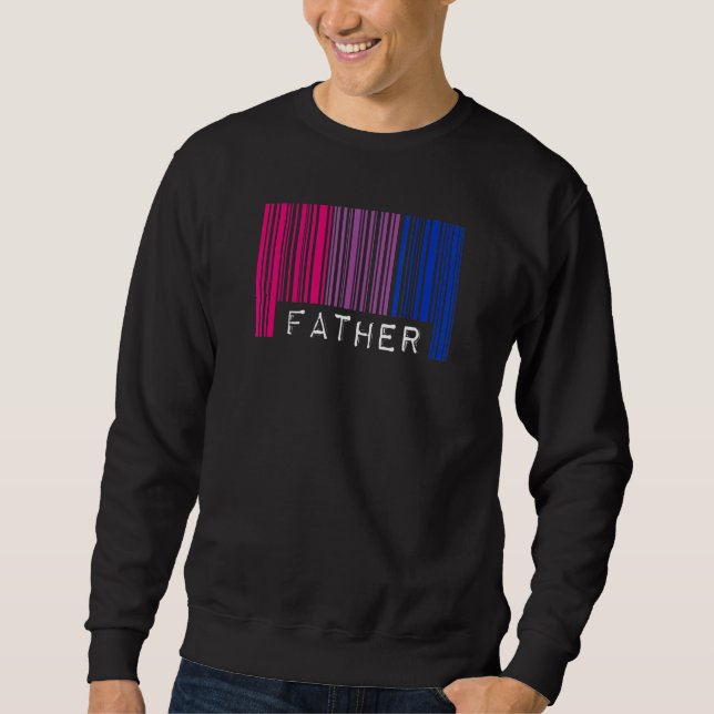 Far Barcode Bisexual Pride Flagga Aesthetic Fathe Lång Ärmad Tröja (Framsida)