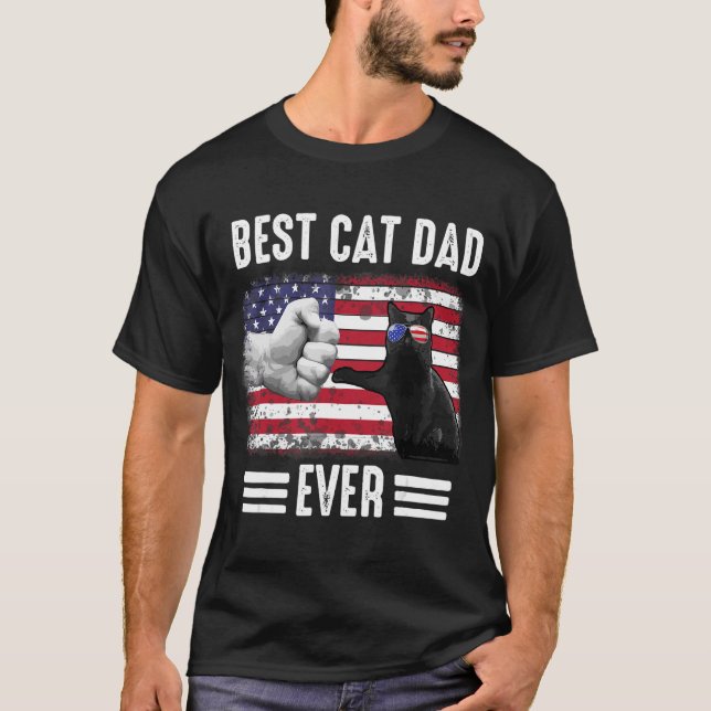 Far bästa Kat Pappa någonsin amerikanska Pappa-fla T Shirt (Framsida)