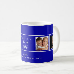 Far, bästa pappa-familjens fotokollage royal blått kaffemugg