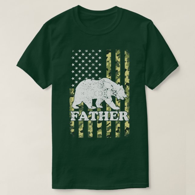 Far Bear Camping Hiking Camouflage Förenta statern T Shirt (Design framsida)