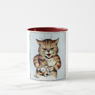 Far Cat Holding a Kitten, Louis Wain Mugg