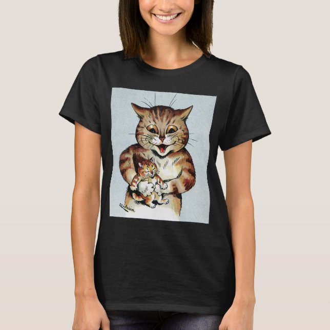 Far Cat Holding a Kitten, Louis Wain T Shirt (Framsida)