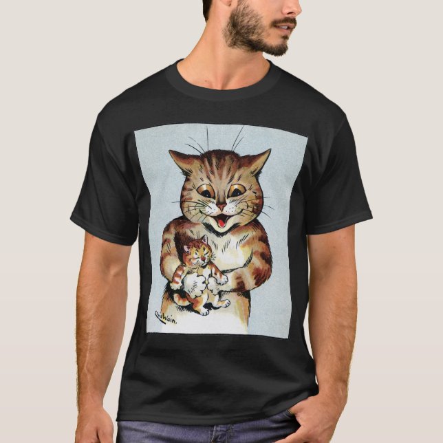 Far Cat Holding a Kitten, Louis Wain T Shirt (Framsida)