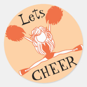 Får Cheer Orange CheerLedare Runt Klistermärke
