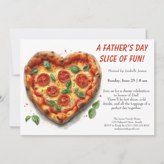 Far dag Pizza Party - redaktionell familjemönster Inbjudningar (Framsida)