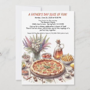 Far dag Pizza Party - redaktionell familjemönster Inbjudningar
