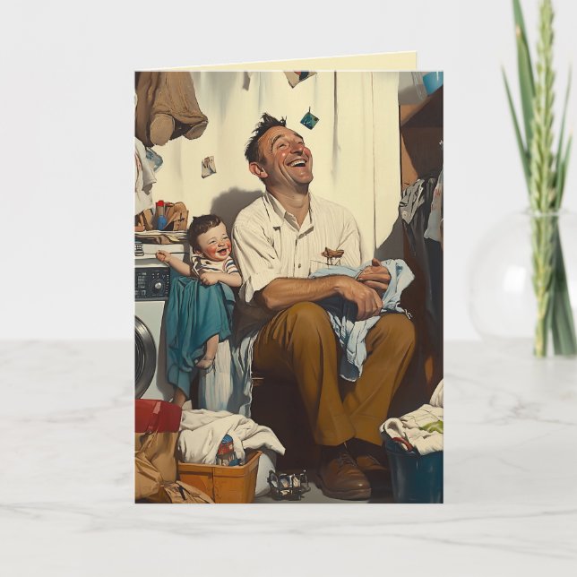 Far-dagen Skratt i Tvätt-rummet Inbjudan (Framsida)