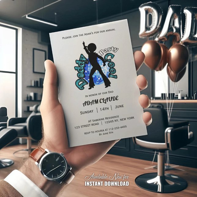 Far Day-inbjudan till Coola Disco Dance Inbjudningar (Skapare uppladdad)