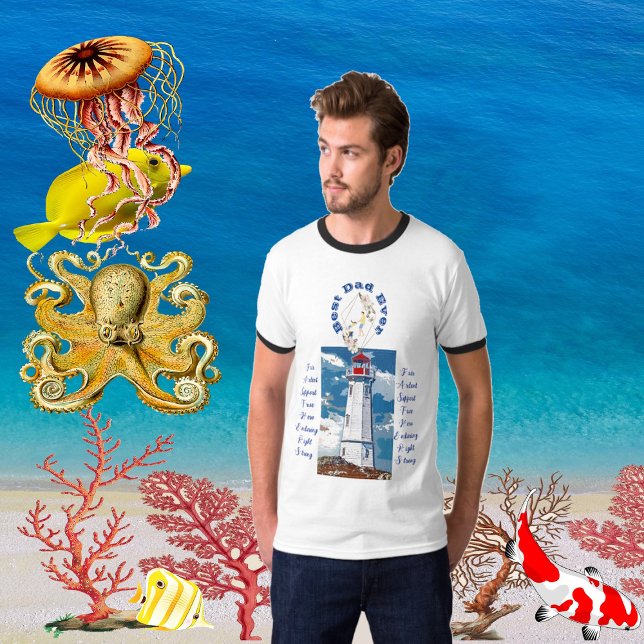 Far DDotter Bond Lighthouse Best Pappa någonsin Bl T Shirt (Father Daughter Bond Lighthouse Best Dad Ever Blue T-Shirt)
