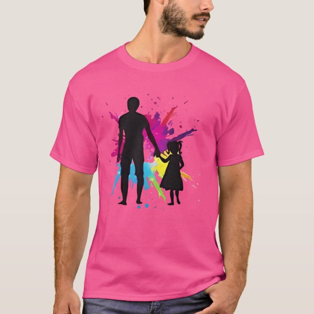 Far DDotter Holding Händer Splashback-designruta T Shirt (Framsida)