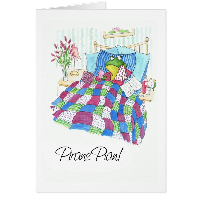 Får den gröna grodan för roligt väl snart hälsningskort (Framsidan)