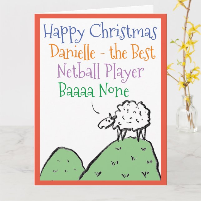 Får designen Lycklig jul till en Netball Player Kort (Gul blomma)