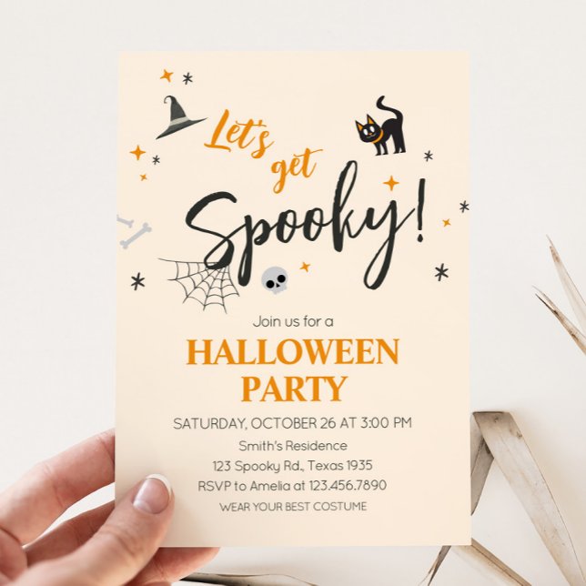 Får du tillgång till Spooky Cat Halloween fest Inbjudningar (Cat Lets Get Spooky Halloween Party Invitation )