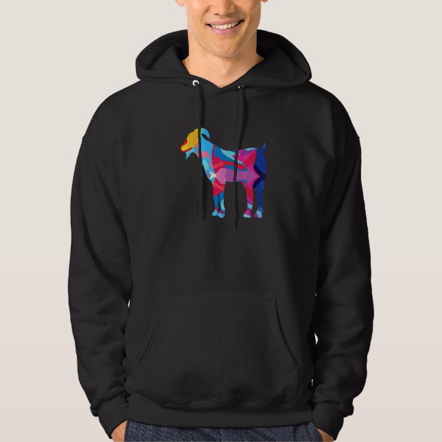 Får Får Färgrik Grafisk   Hoodie (Framsida)