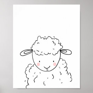 Får Farm Djurlammväggskonton för hönslampor Monokr Poster