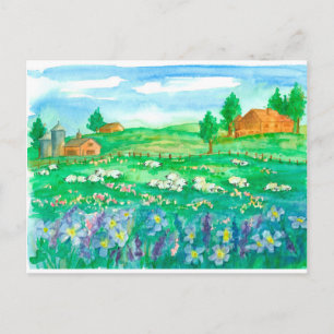 Får Farm House Wildblommor Vi har flyttat Vykort