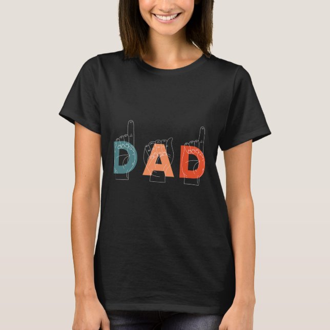Far Fars dag Döv-tyst teckenspråk T Shirt (Framsida)