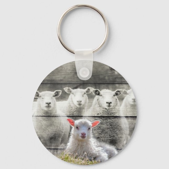 Får Flock Baby Lamb Nyckelring (Framsida)