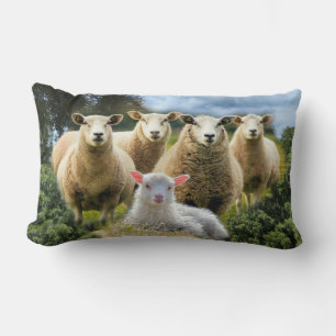 Får Flock Får Herd Baby Lamb Lumbarkudde