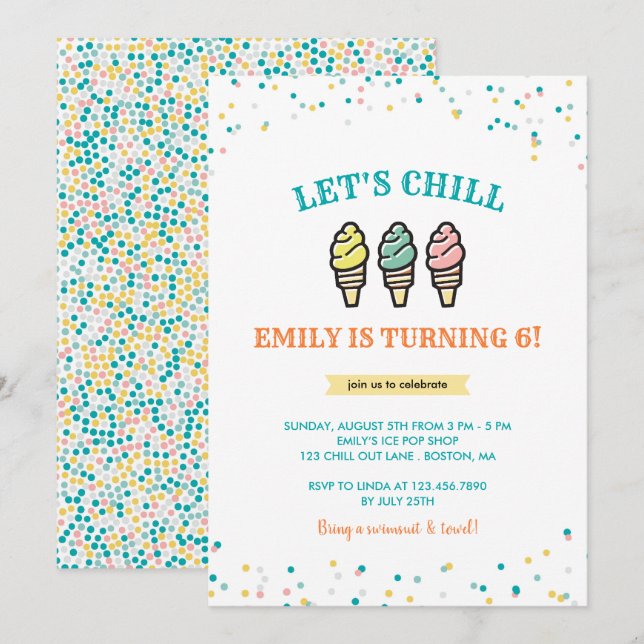 Får Födelsedagsfesten Chill Ice kräm Inbjudningar (Fram/baksida)