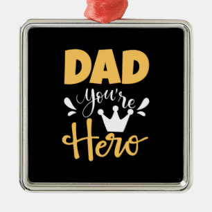 Far Gift Pappa du är Hero Julgransprydnad Metall