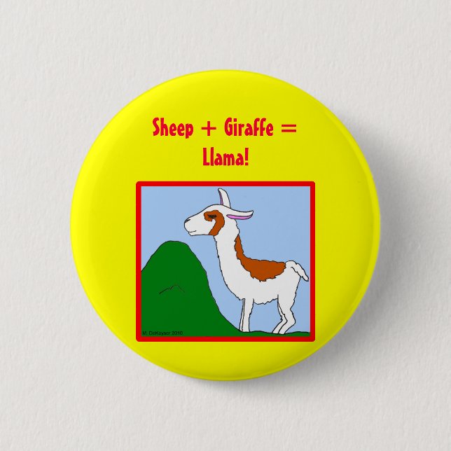 Får + Giraff = Llama! Knapp (Framsida)