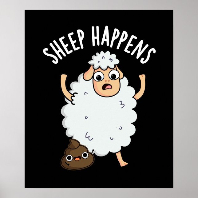 Får Händer Rolig Bajs Puns Mörk Bakgrund Poster (Framsidan)