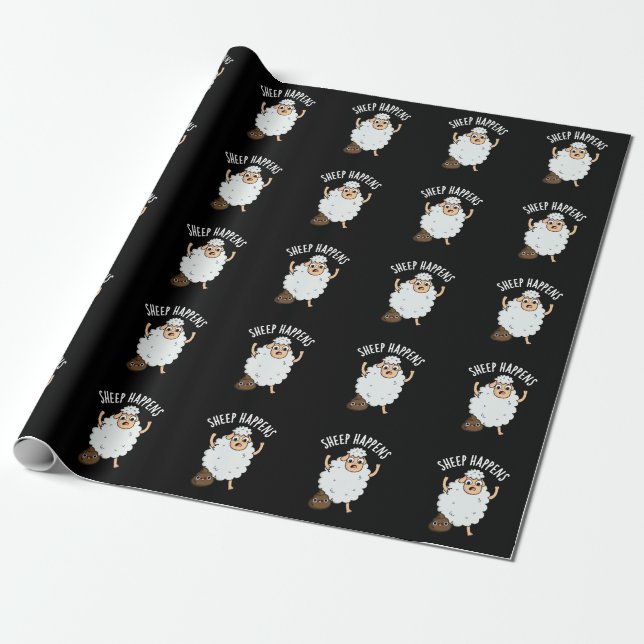 Får Händer Rolig Bajs Puns Mörk Bakgrund Presentpapper (Utrullad)