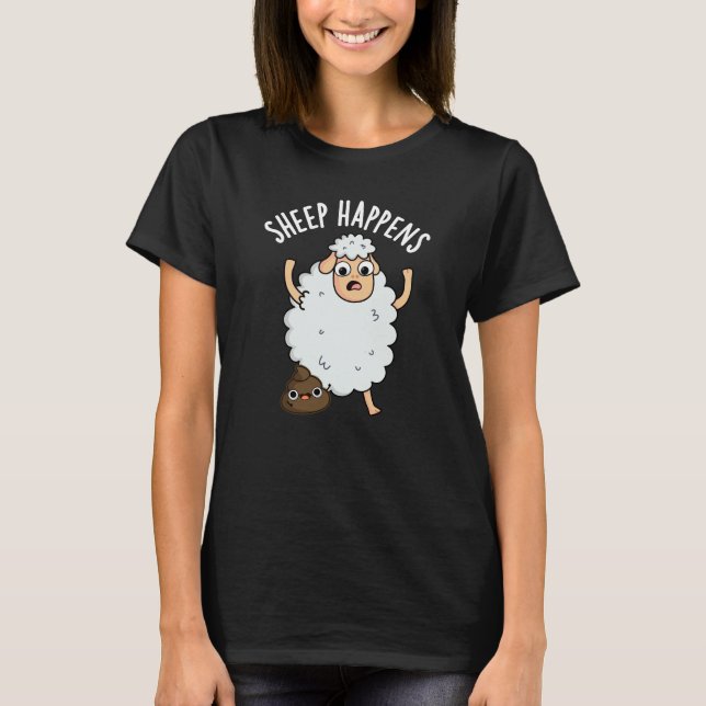 Får Händer Rolig Bajs Puns Mörk Bakgrund T Shirt (Framsida)