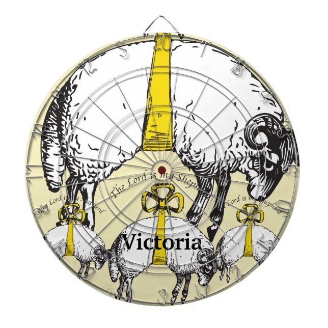 Får Hanging efter Gult Rosett band Piltavla (Framsidan)