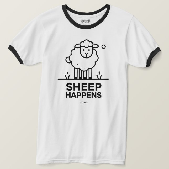 Får Happen Funny Line Art Ringer T-Shirt (Design framsida)