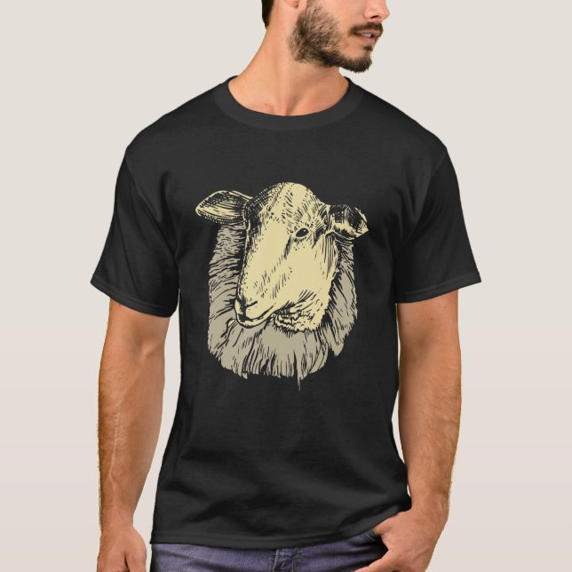 Får Head Flock Herder Homestead Farmer T Shirt (Framsida)