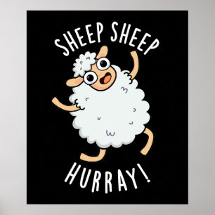 Får Hurray Funny Animal Pun Mörk BG Poster