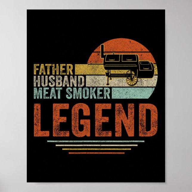 Far Husand Kött Smoker Legend Grilling Pappa Kött Poster (Framsidan)